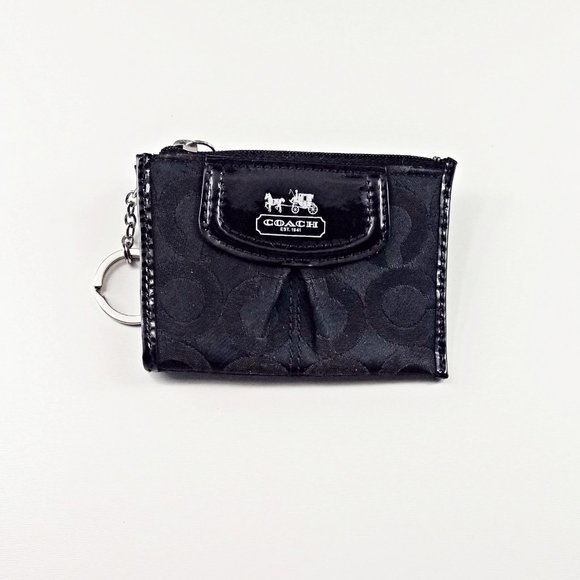 Coach Handbags - Coach Keychain Black/Silver Wristlet Cardholder